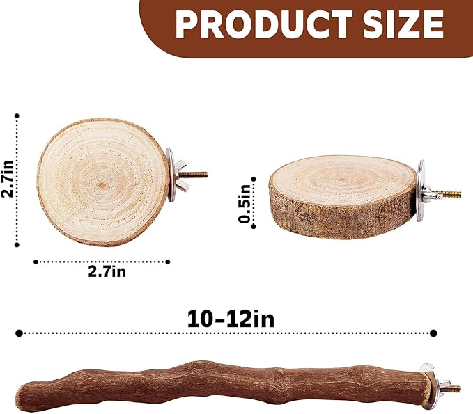 5PCS Bird Perch Stand Natural Wooden Parrot Stand Branch,3 Grape Wood Perch,2 Platform,Paw Grinding Fork Parakeet Chewing Stick Exercise Training Branches for Cockatiels,Small Birds-Mewly Pet