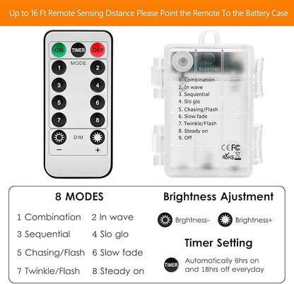 LED Rope Lights Battery Operated String Lights-40Ft 120 LEDs 8 Modes Outdoor Waterproof Fairy Lights Dimmable/Timer with Remote for Camping Party Garden Holiday Decoration