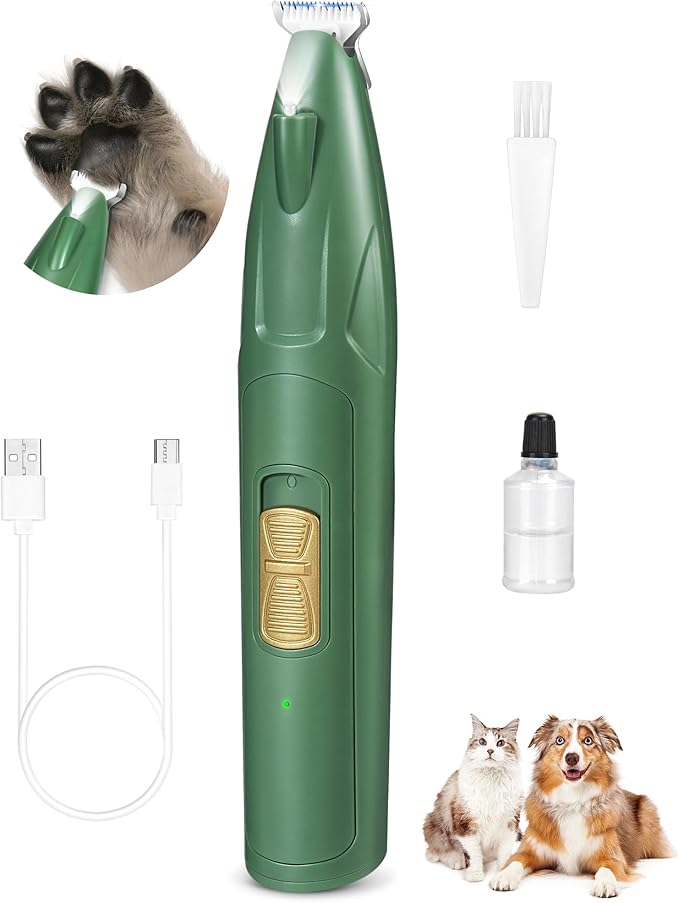 LEYOUFU Dog Paw Trimmer with LED Light, 2 Speed Dog Clippers for Grooming Small Dogs, Rechargeable Low Noise Pet Shaver for Trimming Dogs Cats Hair Around Paws, Eyes, Ears, Face, Rump-Mewly Pet
