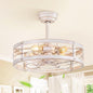 LEDIARY 20 Inch Fandelier Caged Ceiling Fan with Light, Bladeless Ceiling Fan with Remote, Small Farmhouse Fan Lights Ceiling Fixtures for Kitchen, Bedroom-White and Gold