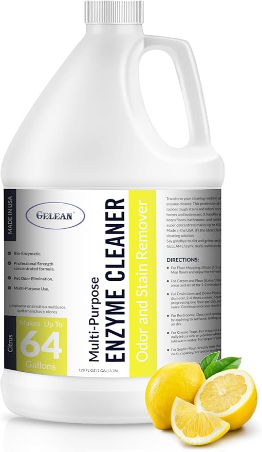Multi-Purpose Probiotic Enzyme Cleaner, Made in USA - Pet Stain and Odor Remover - Concentrated - Professional & Home Strength Drains, Floors, Bathrooms, Toilets Trash Can, (1 gallon, Citrus)-Mewly Pet