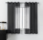 DUALIFE Black Sheer Curtains 45 Inch Length for Basement Windows Set of 2 Panels Grommet Semi Translucent Short Curtains for Small Windows Kitchen Bedroom Bathroom 52x45 Inches Long