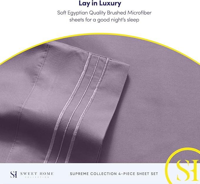 Full Size Sheet Sets - Breathable Luxury Sheets with Full Elastic & Secure Corner Straps Built In - 1800 Supreme Collection Extra Soft Deep Pocket Bedding Set, Sheet Set, Full, Plum