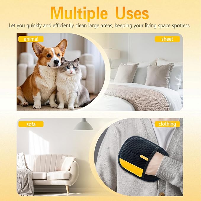 Pet Hair Removal Glove, Electrostatic Pet Hair Remover Gloves for Dogs Cats, Reusable Washable Remover for Bed Sheets Couch Clothes Carpet Car Seat (2PCS)-Mewly Pet
