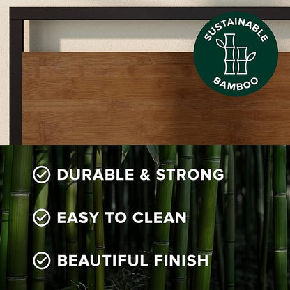 ZINUS Suzanne Bamboo and Metal Platform Bed Frame with Footboard, Wood Slat Support, No Box Spring Needed, Easy Assembly, Twin