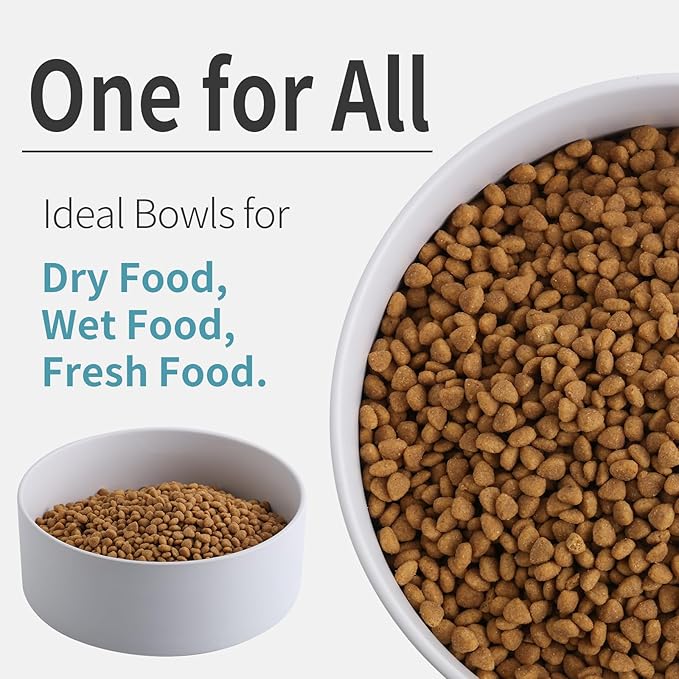 White Dog Bowl Ceramic for Medium Large Breed,Dog Food Water Dish Heavy Weighted, Non Slip Porcelain Extra Large Big 9.4 in Pet Bowl-Mewly Pet