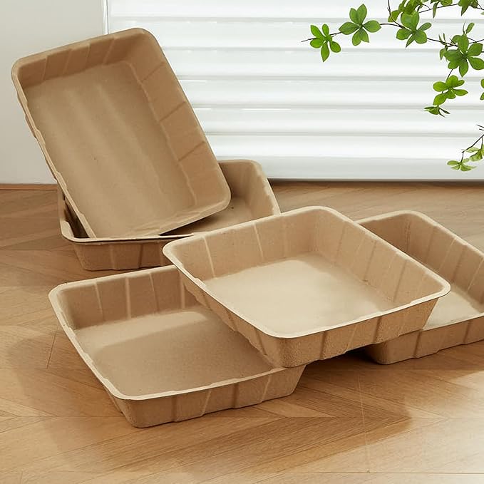 Vealind Disposable Cat Litter Boxes, Cardboard Cats Litter Tray Cat Travel Toilet Litter Pan Liners Cats and Small Animals Leakproof Litter Box (5 Pack)-Mewly Pet