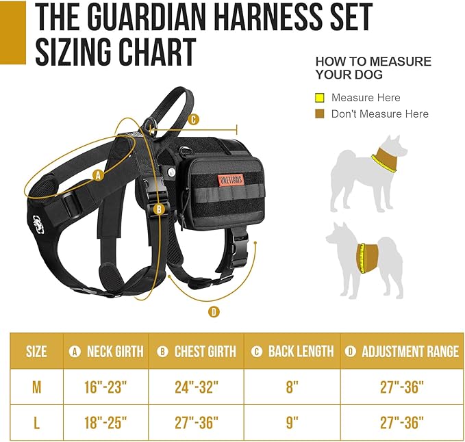 OneTigris Service Dog Vest Harness, Service Dog Cape Guardian Dog Backpack Harness with Pouches Dog Saddle Bag for Small Medium and Large Dogs (Black, M)-Mewly Pet