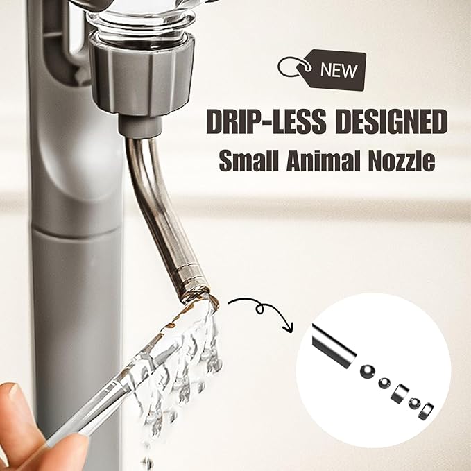 Pet Water Bottle for Cage Crate 17oz Non-Drip Water Dispenser for Small Animal Rabbit Bunny Guinea Pig Chinchilla Ferret Squirrel Hedgehog (Gray, 17oz)-Mewly Pet