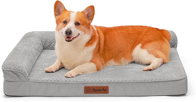Orthopedic Dog Beds Large Sized Dog, 3 Inch Memory Foam Pet Bed for Medium and Large Dogs, Washable Removable Cover, Nonskid Bottom, Waterproof, 41x27 Inches XL Light Grey-Mewly Pet