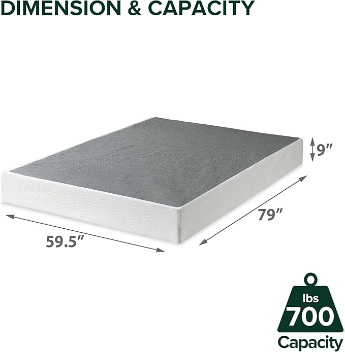 ZINUS 9 Inch Queen Metal Smart Box Spring with Quick Assembly, Mattress Foundation, Strong Metal Frame, Easy Assembly