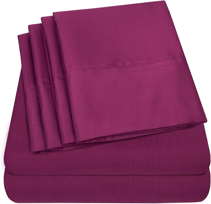 Twin XL Size Bed Sheets - 4 Piece 1500 Supreme Collection Fine Brushed Microfiber Deep Pocket Twin X-Large Sheet Set Bedding - 1 EXTRA PILLOW CASES, GREAT VALUE, Twin XL, Berry