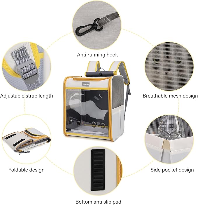 Cat Backpack Carrier, Collapsible and Breathability Cat Carrier Large for Cat Under 16 lbs, Dog and Small Pet Carrier Bag Used in Travel, Car-Mewly Pet