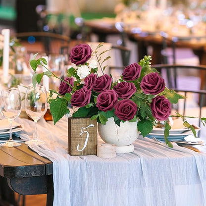 JOYLEX Artificial Flowers Realistic Roses, Real Looking Fake Roses with Stem for DIY Wedding Bouquets Centerpieces Bridal Shower Party Home Romantic Decorations (Wine Red, 100pcs)