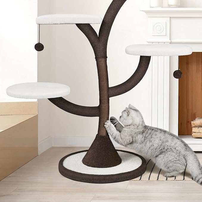 Multi-Level Modern Cat Tree, All-in-One Cat Tower with Scratching Post, Flower Cat Tree Houses for Indoor Cats-Mewly Pet