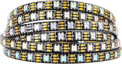 BTF-LIGHTING WS2812B IC RGB 5050SMD Pure Gold Individual Addressable LED Strip 16.4FT 300LED 60Pixel/m Flexible Full Color IP65 DC5V for DIY Chasing Color Project(No Adapter or Controller)
