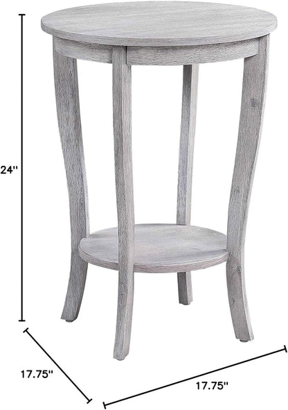Convenience Concepts American Heritage Round End Table, Light Gray Wirebrush