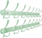 Dseap Coat Rack Wall Mount - 29.5” Long 8-Tri-Hooks Heavy Duty Coat Hanger Rail Wall Hooks for Hanging Coats Hats Clothing Clothes Purse Mudroom Entryway, Green, Pack of 2