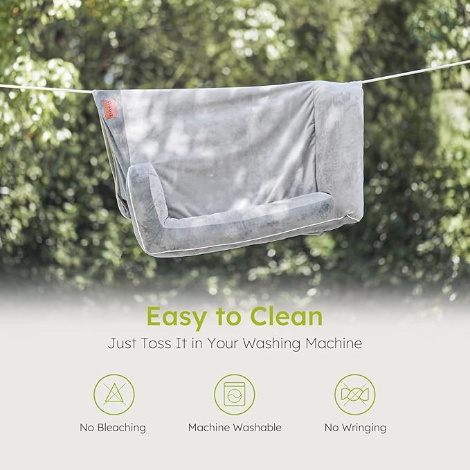 Dog Beds for Large Dogs, Orthopedic Dog Bed with Cooling Gel Memory Foam, Waterproof Large Pet Bed with Removable Washable Cover, 36" Pet Sofa Couch Dutch Velvet with Bone Toy, Light Gray-Mewly Pet