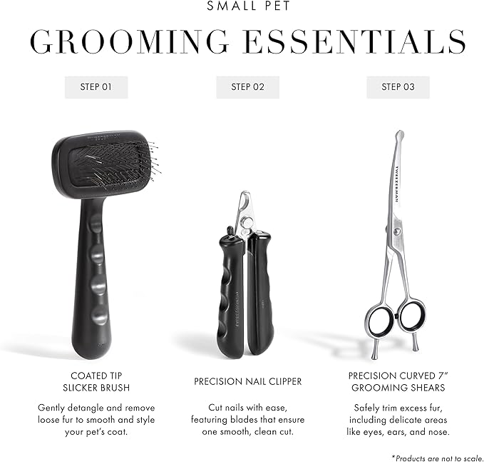 Tweezerman Dog and Cat Slicker Brush for Small Pets, Grooming Brush with Coated Bristles to Prevent Scratching and Ergonomic Handle-Mewly Pet