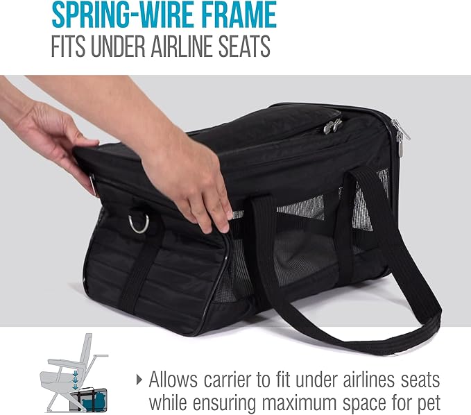 Sherpa Original Deluxe Travel Pet Carrier, Airline Approved & Guaranteed On Board - Black, Medium-Mewly Pet