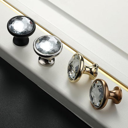 Asidrama 10 Pack Gold Kitchen Cabinet Knobs - Clear Crystal Dresser Knobs for Drawers
