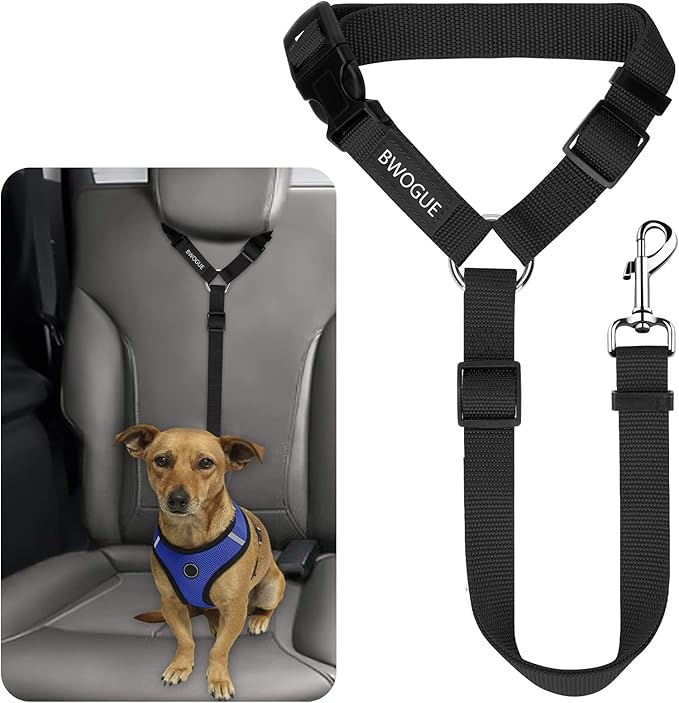 BWOGUE Pet Dog Cat Seat Belts, Car Headrest Restraint Adjustable Safety Leads Vehicle Seatbelt Harness (1 Pack)-Mewly Pet