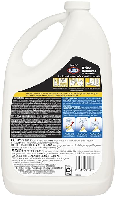 CloroxPro Urine Remover for Stains and Odors Refill, 128 Ounces (Package May Vary)-Mewly Pet