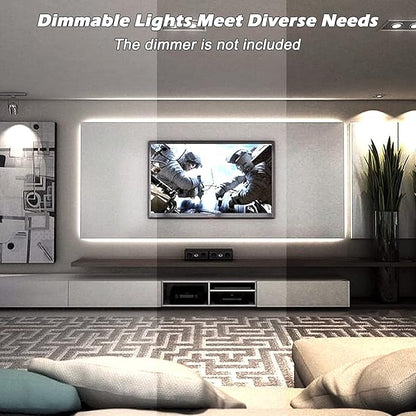 SURNIE 150ft LED Rope Lights Outdoor Waterproof: 110V Daylight White Dimmable Flat Strip Light 6500K Cuttable Connectable for Stairs Deck Backyards Commercial Indoor Outdoor Lighting, Not Tube Rope