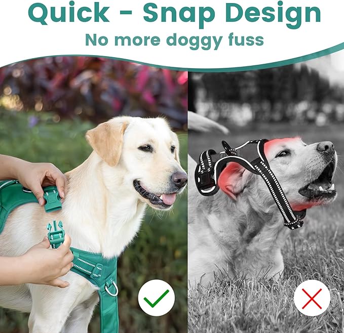 No Pull Dog Harness, Reflective Puppy Vest for Small Medium Large Sized Dog(MARRS Green,S)-Mewly Pet