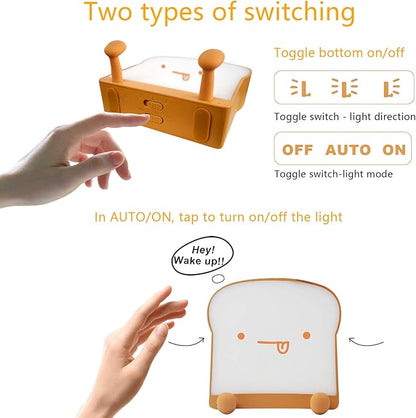 QANYI Cute Night Light Toast Bread LED Night lamp with Rechargeable, Portable Bedroom Bedside Bed lamp Christmas Gifts Ideas for Tween Teenage Teenager Teens Girls Boys Women