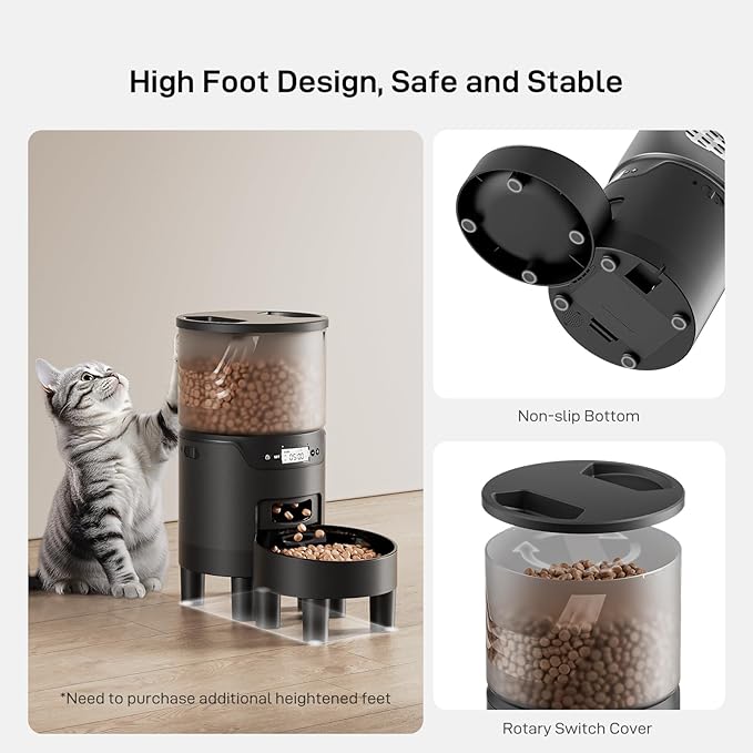 Automatic Cat Feeder: 3L Auto Food Dispenser with Timed Feeding| 6 Meal Programmable& 1-20 Portion Precise Control- Easy to Clean & Setup for Cat Indoor| Desiccant Bag Keep Food Fresh-Mewly Pet
