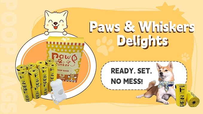 Dog Poop Bag, Biodegradable, Waste Bags with Dispensers, Guaranteed Leak Proof and Extra Thick, Certified Home Compostable, Plant-Based Dog Waste Bags, Eco-Friendly, 240 counts 16 rolls (Yellow, 16)-Mewly Pet