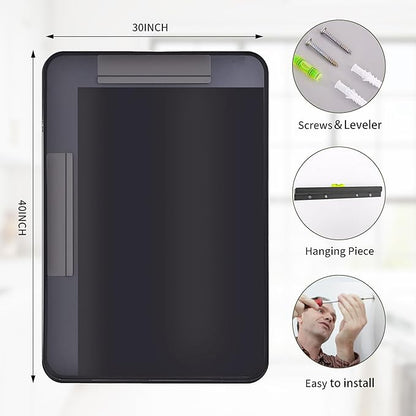 Suidia Bathroom Mirror, 30" x 40" Wall Mirror Metal Framed, Bathroom Vanity Mirror for Living Room Bedroom Bathroom Entryway, Black, Rounded Corner Style