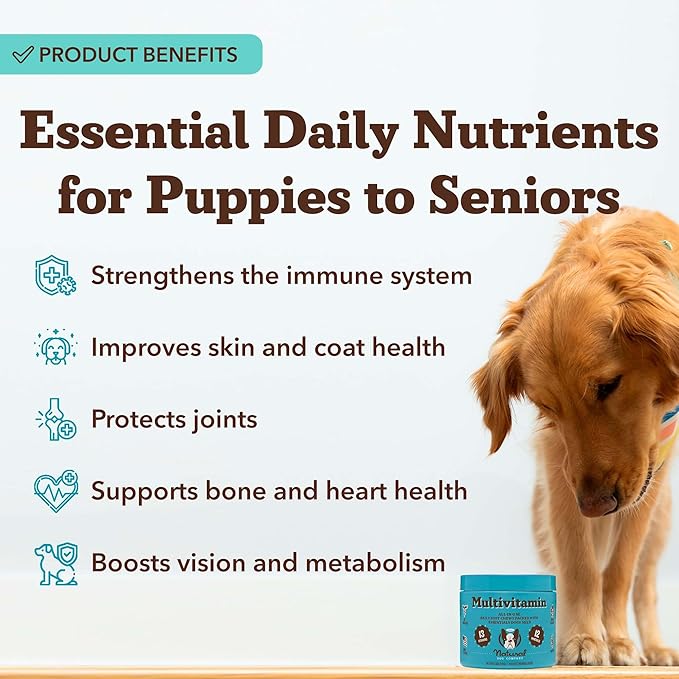 Natural Dog Company 25 in 1 Multivitamin Chews (180 Pcs) Dog Vitamins & Supplements, Peanut Butter & Bacon Flavor, Dogs, Supports Immune System, Antioxidant, Vitaminas para Perros, Multi Dog Families-Mewly Pet
