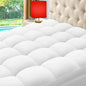 ELEMUSE Twin Cooling Bamboo Viscose Mattress Topper for Back Pain, Extra Thick Mattress Pad Cover, Plush Soft Pillowtop with Elastic Deep Pocket, Overfilled Down Alternative Filling
