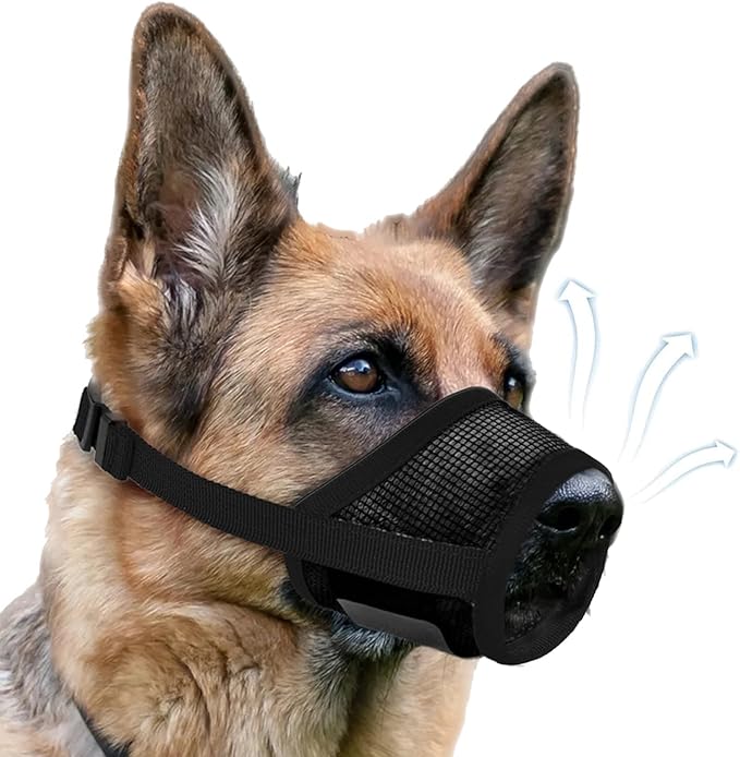 Dog Muzzle, Soft Air Mesh Muzzle for Small Medium Large Dogs Anti Biting Barking Chewing, Breathable Drinkable Adjustable Loop Pets Muzzle for German Shepherd Husky Labrador Retriever (Black,S)-Mewly Pet