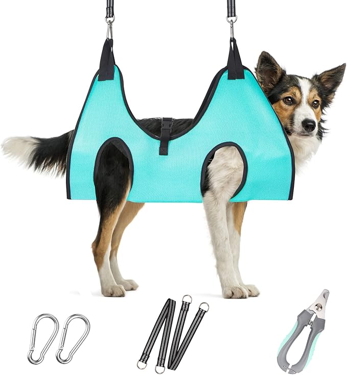Dog Grooming Hammock - Upgrade Pet Grooming Harness for Nail Trimming (L 50lb), Dog Sling for Nail Clipping, Dog Hanging Holder Hanger for Cutting Nail with Nail Clippers-Mewly Pet