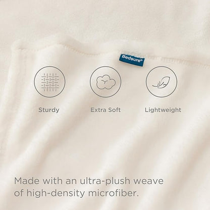 Bedsure GentleSoft Fleece Blankets Queen Size Cream - Bed Blanket Soft Lightweight Plush Fuzzy Cozy Luxury Microfiber, 90x90 inches