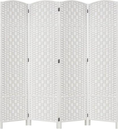 Rose Home Fashion Room Divider, 6 ft Tall Room Dividers and Folding Privacy Screens, 16in Privacy Screen 4 Panel White Space Temporary Wall Foldable Partition Separation