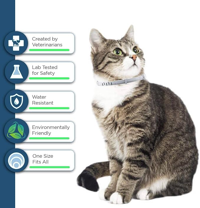 Flea and Tick Collar for Cats - Offers 12-Month Protection, Crafted with Premium Plant Oils, Waterproof, Natural, Safe for Kittens, Includes Free Comb and Tweezers, 13.8 in (2 Packs)-Mewly Pet