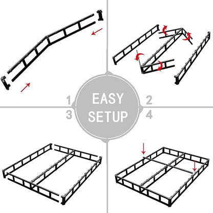 Full Box Spring 3 Inch, Low Profile Box Spring for Full Bed, Heavy Duty Mattress Foundation,Metal Bed Base with Fabric Cover/Non-Slip/Easy Assembly