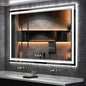 Lighted Vanity Mirror, 60x36 Inch Gradient Front and Backlit LED Mirror for Bathroom, 3 Colors Dimmable CRI>90 Double Lights, Enhanced Anti-Fog, Hanging Plates Wall Mount LED Light Mirror