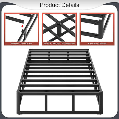 10 Inch High Profile Twin Box Spring Heavy Duty Metal Box Spring Twin with Fabric Cover, Sturdy Mattress Foundation, Easy Assembly, Noise Free, Black