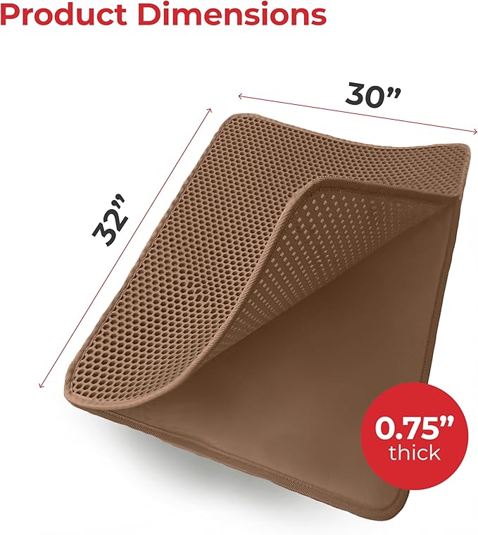iPrimioJUMBO Size Cat Litter Trapper - EZ Clean (Brown/Tan) - 32 inches by 30 inches/Super Big. Exclusive Water Proof Layer and Puppy Pad Option. Patent Pending.-Mewly Pet
