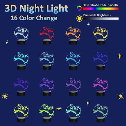Attivolife Gamepad 3D Lamp, Hologram Illusion Controller Night Light for Kid, 16 Colors Changing & Remote Dimmer Control, Cool Boy Girl Video Gaming Room Accessories as Xmas Birthday Gift for Teen