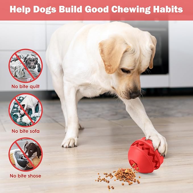 Rubber Treat Dispensing Dog Toys, Indestructible Dog Ball for Aggressive Chewers, Interactive Treat Toy for Boredom to Keep Them Busy, Large Aggressive Chew Dispensing Ball-Mewly Pet
