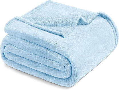 Exclusivo Mezcla Fleece Blanket Queen Size for Bed, Super Soft and Warm, All Season Use, Cozy, Plush, Lightweight, 90x90 Inches, Ice Blue