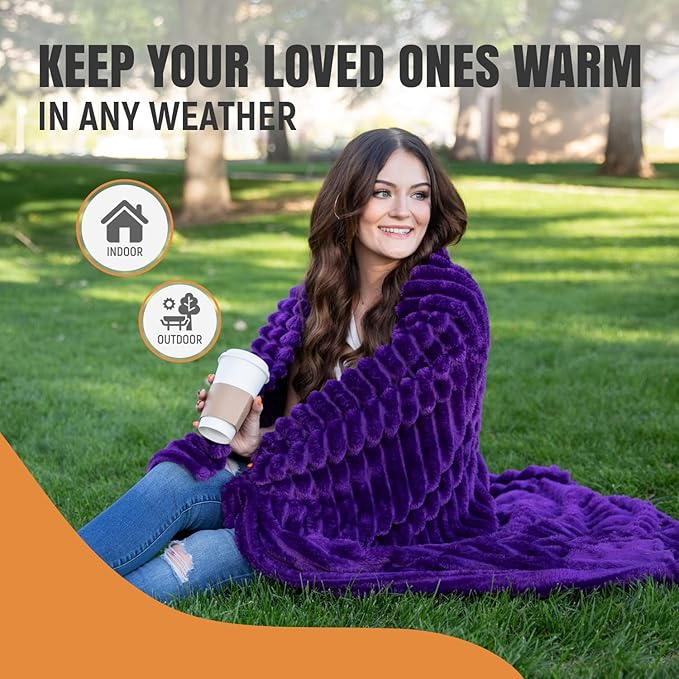 GO Premium Ultra Soft Twin Blanket for Couch - Purple Fleece Blanket for Living Room, Bedroom, Home Decor - Small Couch Blanket for Men, Women (60x80 Inches)
