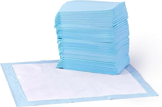 Amazon Basics Dog and Puppy Pee Pads, 5-Layer Leak-Proof Super Absorbent, Quick-Dry Surface, Potty Training, Regular (22x22"), 50 Count, Blue & White-Mewly Pet